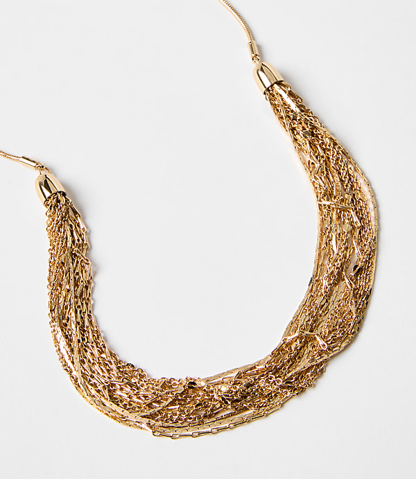Multistrand Chain Pull Tie Necklace