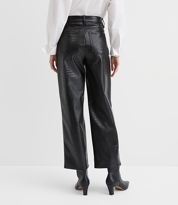 Five Pocket Straight Pants in Embossed Faux Leather