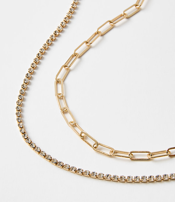 Chain Link Layered Tennis Necklace Set
