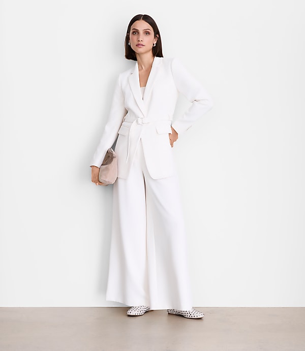 Petite LOFT Versa Crepe Drape Belted Blazer