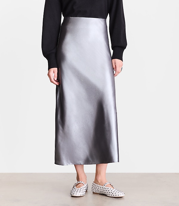 Petite LOFT Versa Shimmer Bias Midi Skirt