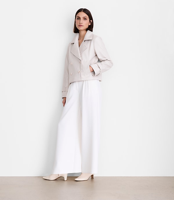 Petite LOFT Versa Embossed Faux Leather Trench Coat