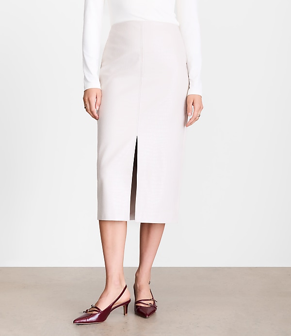 Petite LOFT Versa Embossed Faux Leather Long Skirt