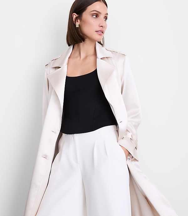 Petite LOFT Versa Satin Trench Coat