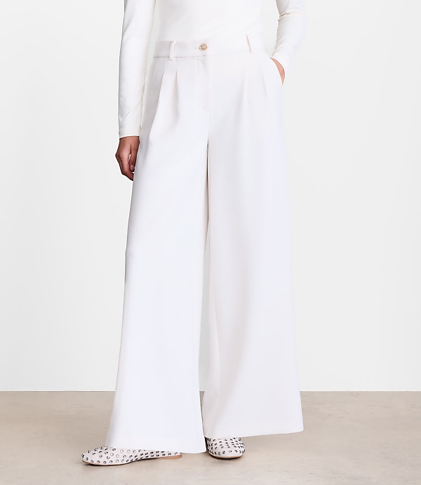 Petite LOFT Versa Crepe Drape Palazzo Pant