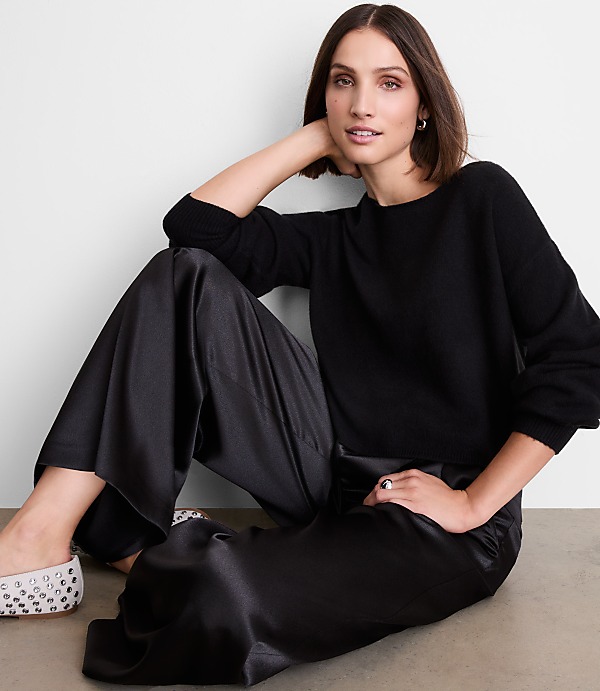 LOFT Versa Cropped Boatneck Sweater