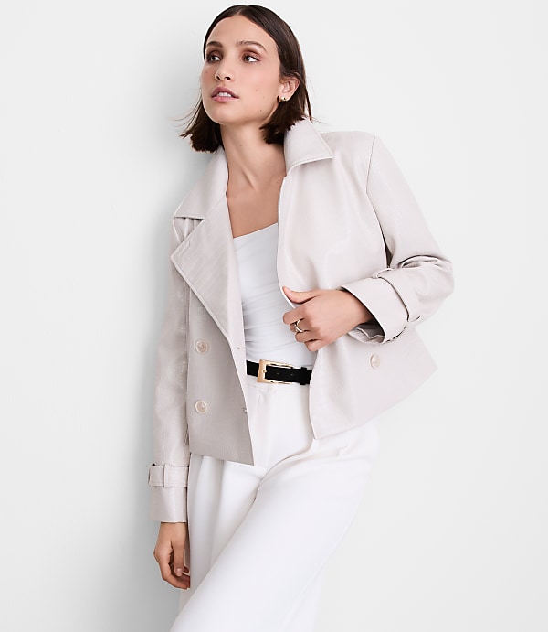 LOFT Versa Embossed Faux Leather Trench Coat