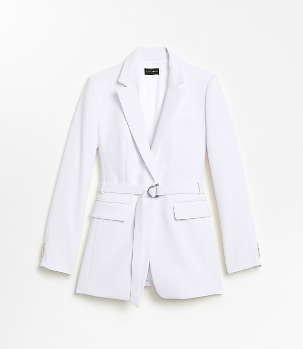 Petite LOFT Versa Crepe Drape Belted Blazer