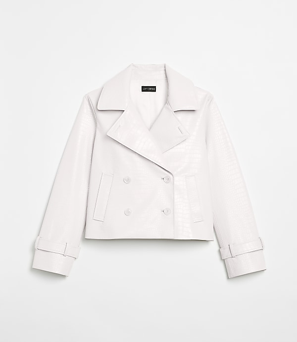 LOFT Versa Embossed Faux Leather Trench Coat
