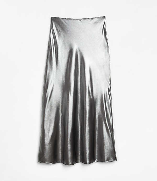 Petite LOFT Versa Shimmer Bias Midi Skirt