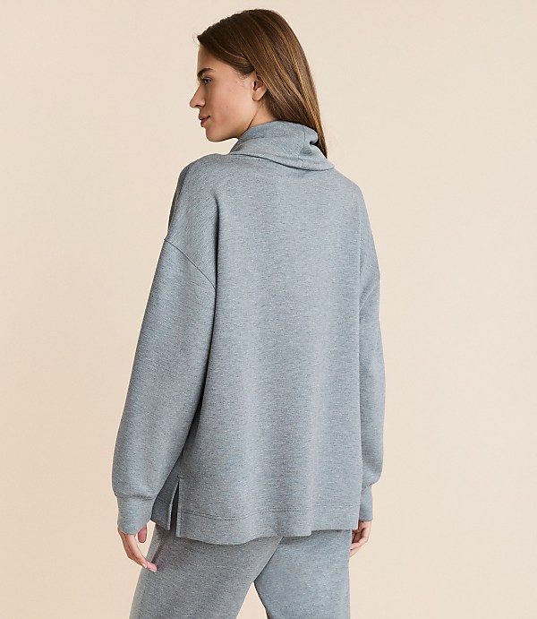 Petite Lou & Grey Heathered Scubasoft Cowl Neck Tunic Top