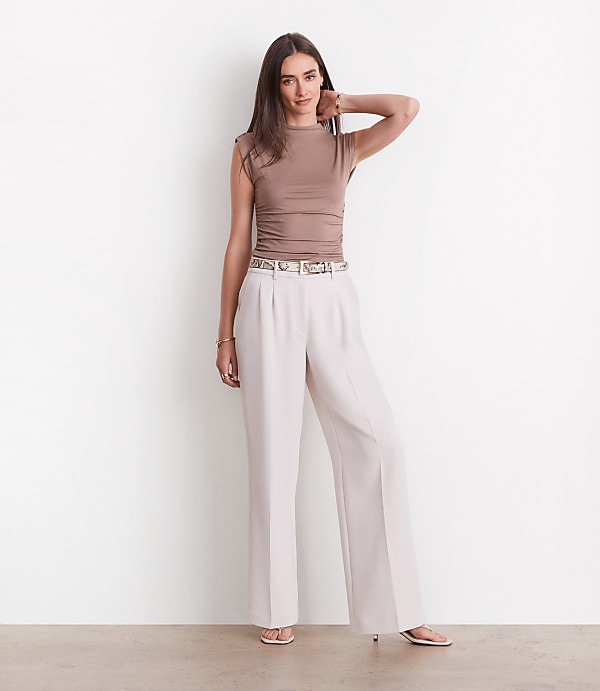 Petite LOFT Versa 360 Knit Ruched Mock Neck Top