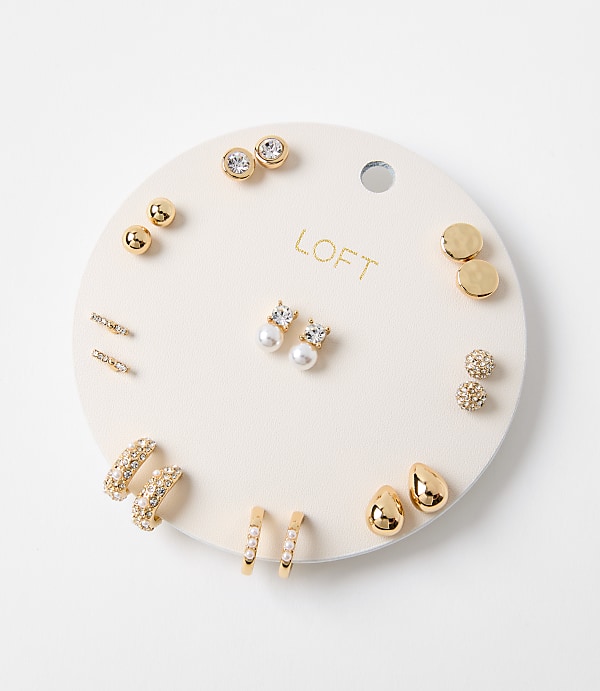 Pearlized Sparkle Stud Earring Set