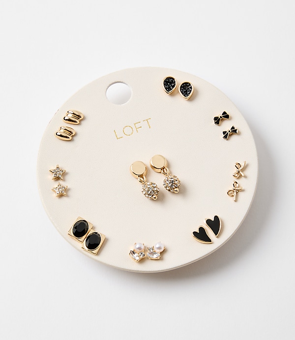 Pave Ball Drop Stud Earring Set