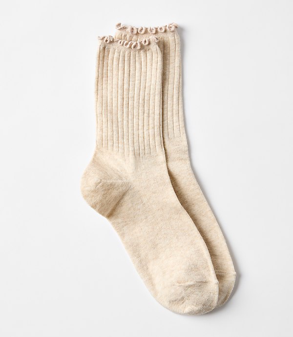 Ruffle Ribbed Crew Socks
