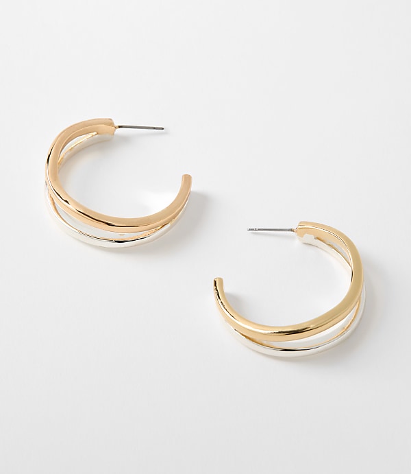 Mixed Metal Double Hoop Earrings