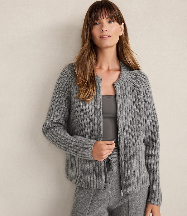 Haven Well Within Cashmere Zip Front Bomber Jacket