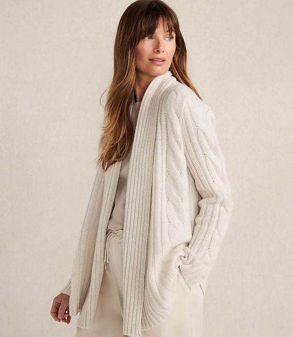Haven Well Within Cashmere Cable Open Front Cardigan