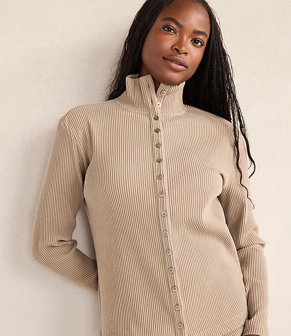 Haven Well Within Ottoman Rib Button-Front Top
