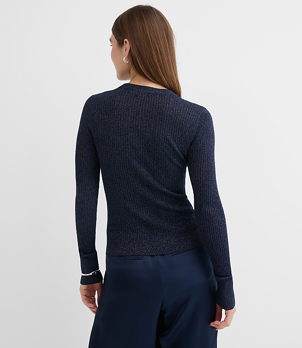 Shimmer Mixed Ribbed Sweater