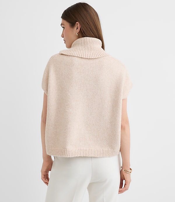 Sparkle Embellished Turtleneck Poncho Sweater