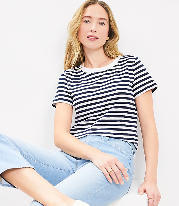 Petite Striped Everyday Crew Tee