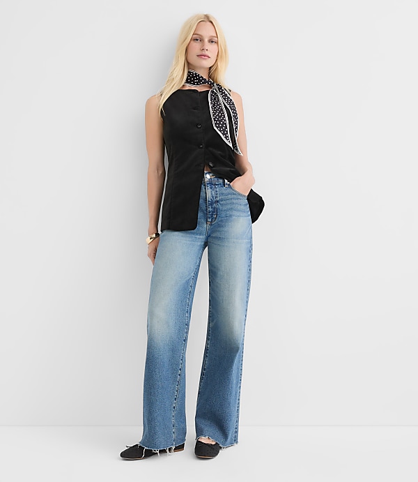 Petite Velvet High Neck Vest