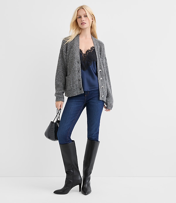 Shimmer Moon & Star Jeweled Button Cardigan