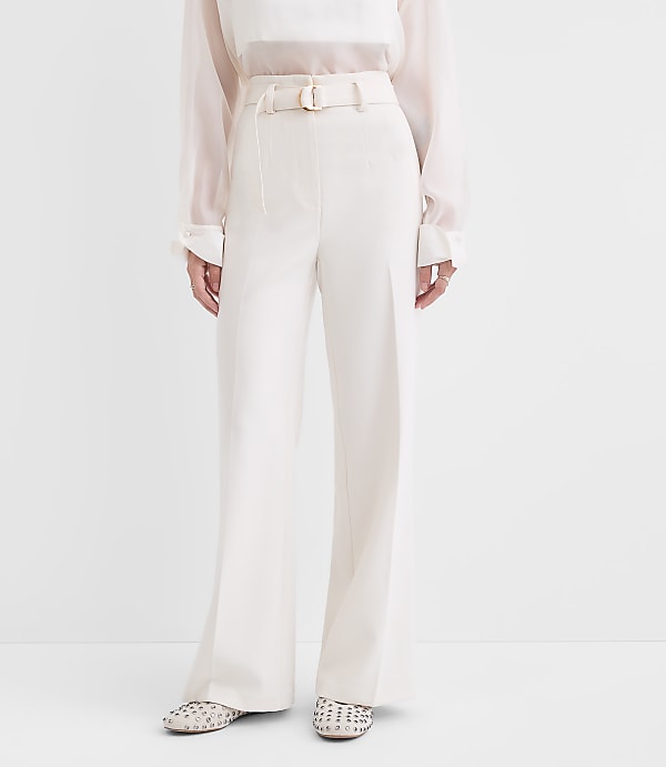Belted Stovepipe Pants in Doubleface
