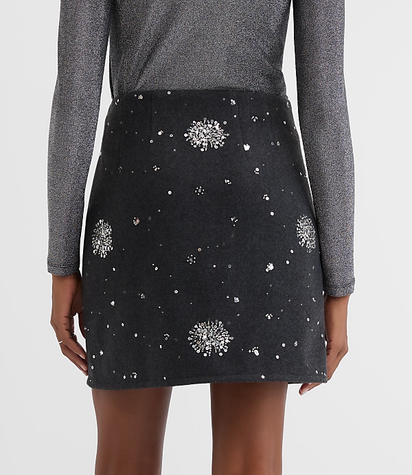 Petite Sequin Embellished Mini Skirt