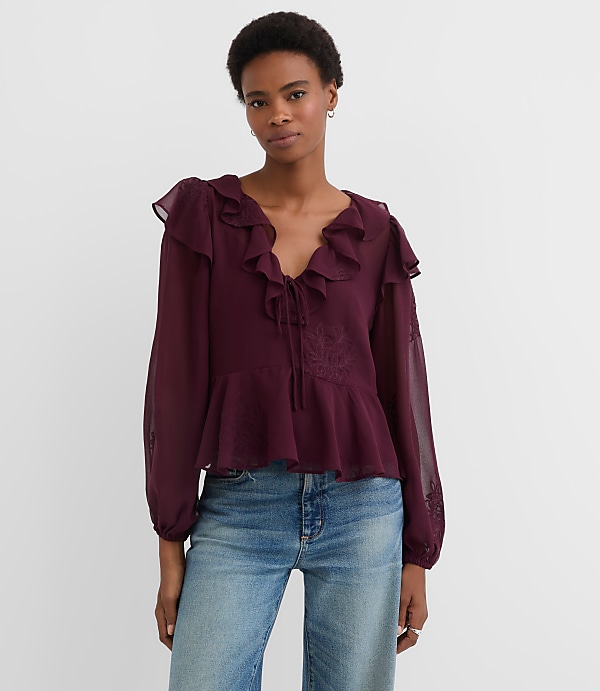 Ruffle Peplum Blouse