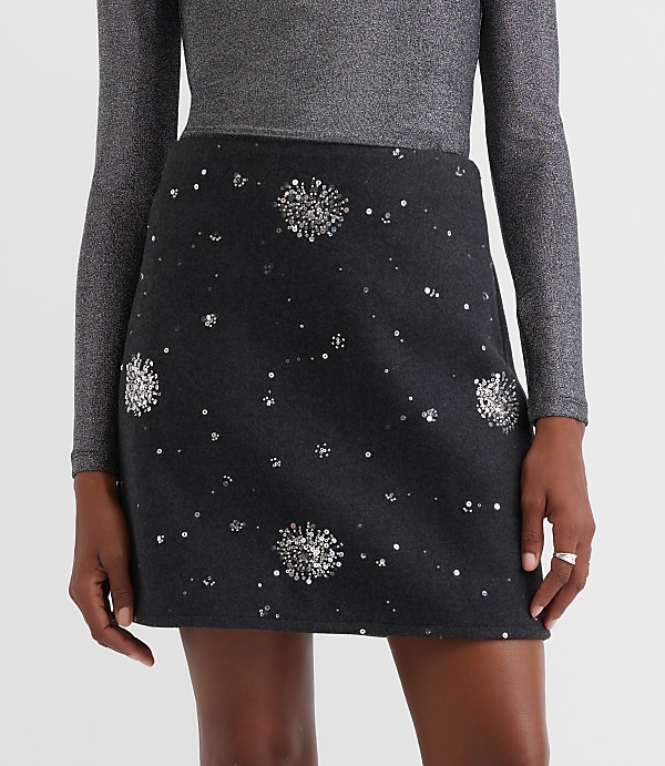 Sequin Embellished Mini Skirt