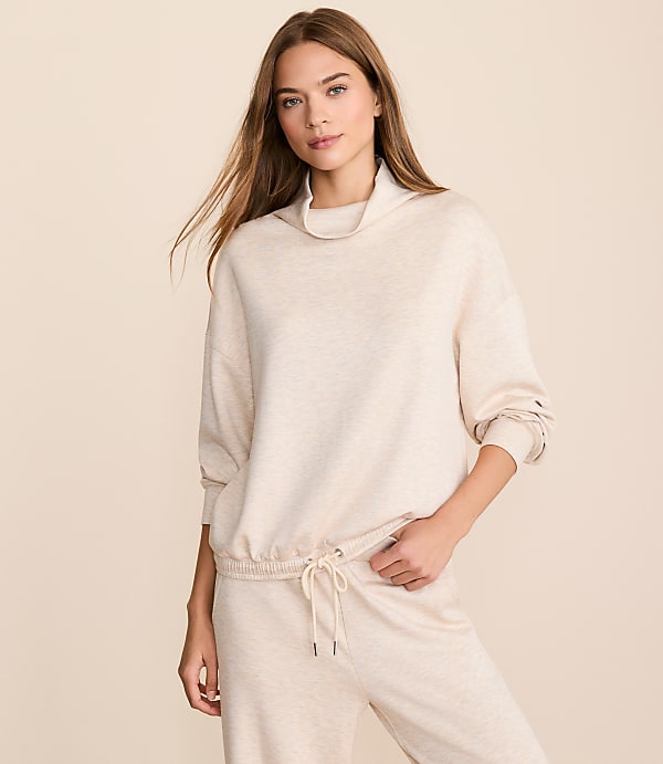 Petite Lou & Grey Heathered Scubasoft Mock Neck Drawstring Hem Top