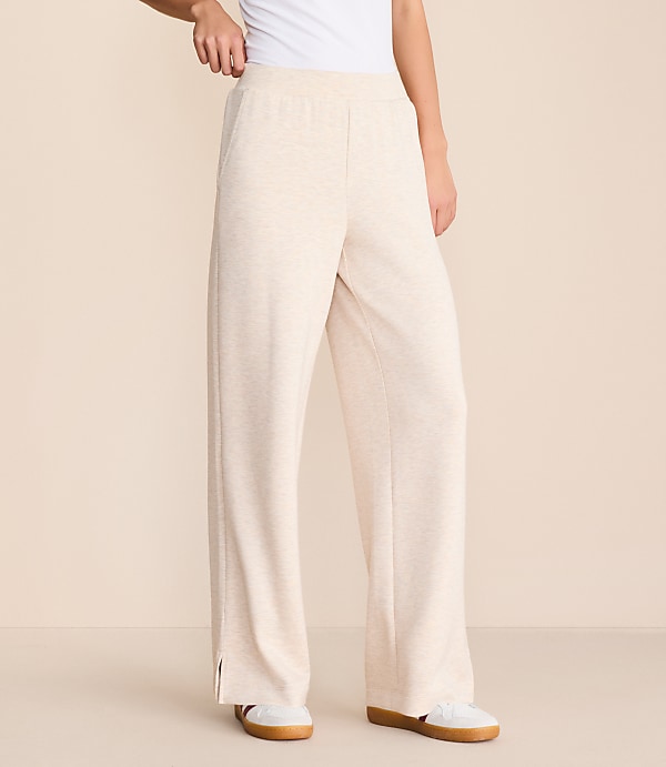Petite Lou & Grey Heathered Scubasoft Side Slit Straight Leg Pants