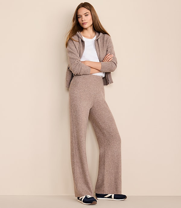 Lou & Grey Heathered Waffle Cloudstitch Wide Leg Pants