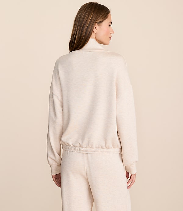 Lou & Grey Heathered Scubasoft Mock Neck Drawstring Hem Top