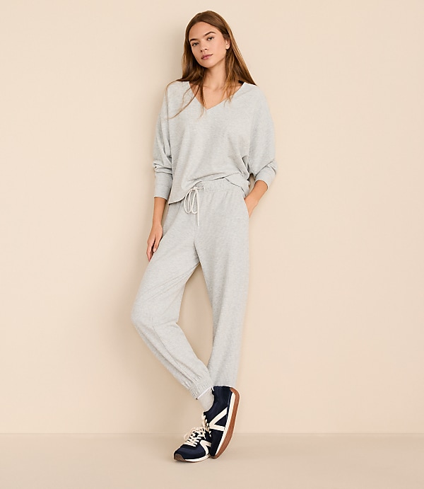 Petite Lou & Grey Heathered Upstate Waffle Joggers