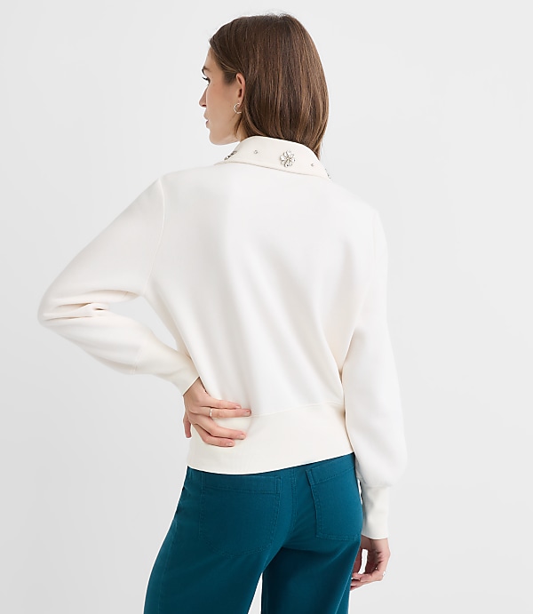 Petite Sparkle Collared Half Zip Sweatshirt