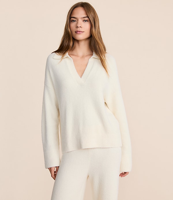 Lou & Grey Fuzzy Polo Sweater