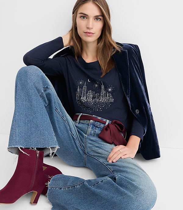 Sequin City Skyline Long Sleeve Everyday Tee
