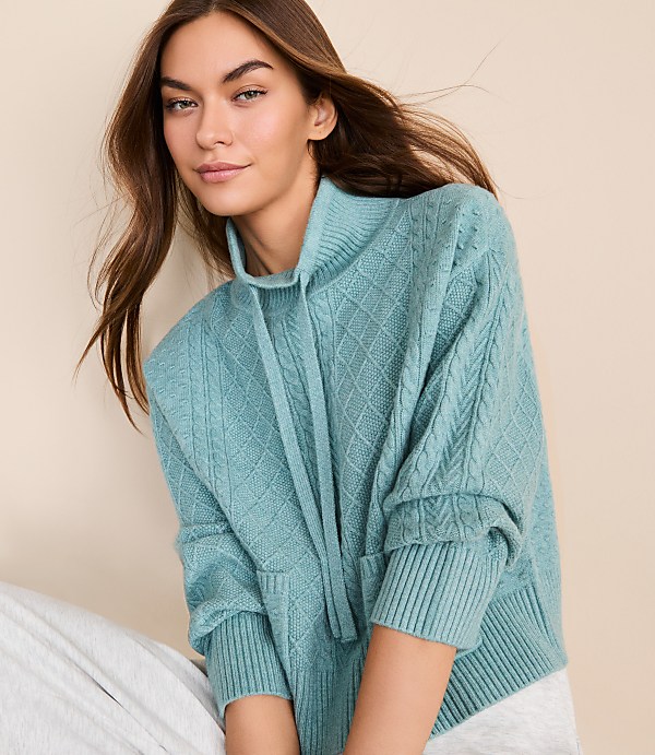 Petite Lou & Grey Bobble Drawstring Neck Sweater