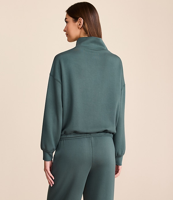 Lou & Grey Scubasoft Mock Neck Drawstring Hem Top