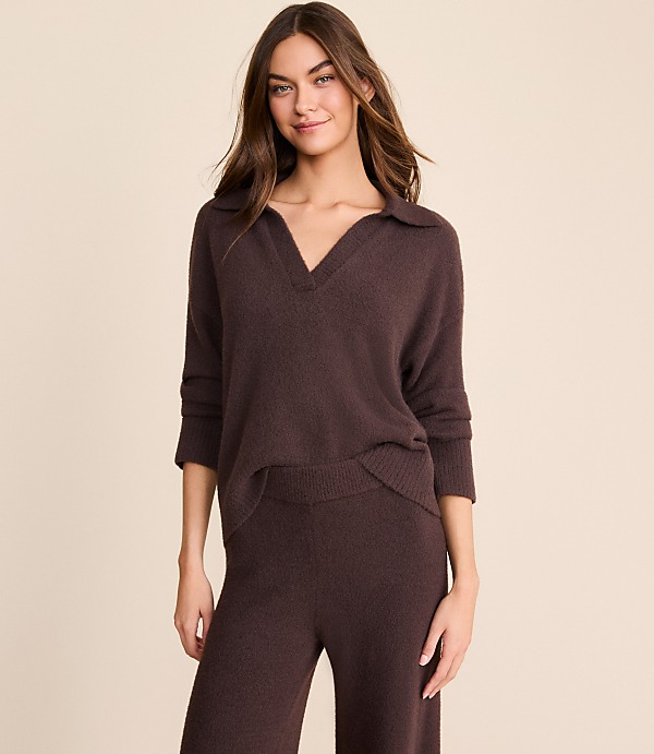 Lou & Grey Fuzzy Polo Sweater