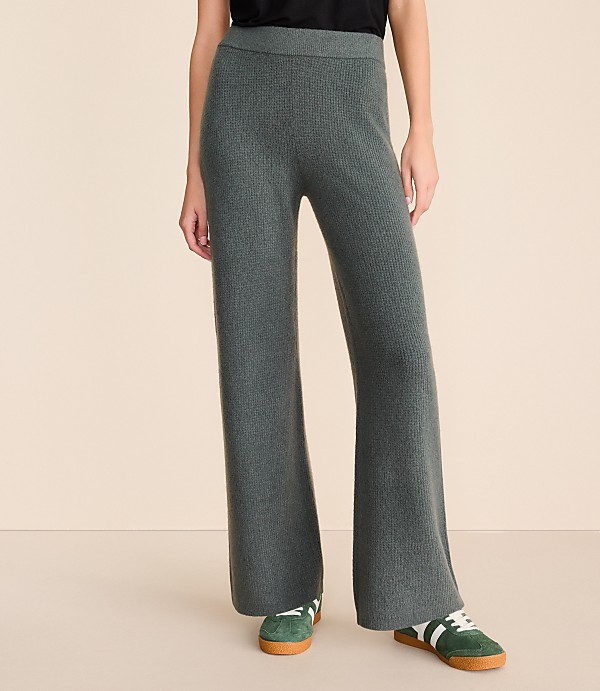 Lou & Grey Heathered Waffle Cloudstitch Wide Leg Pants