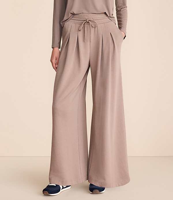 Lou & Grey Cozy Cotton Pleated Wide Leg Pants