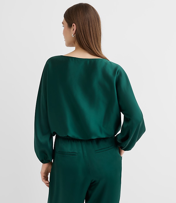 Petite Satin Bubble Hem Blouse