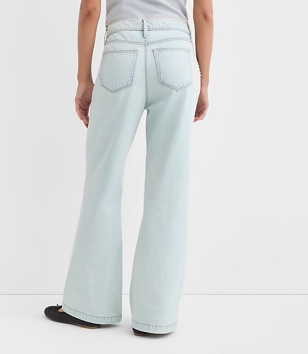 Pearlized High Rise Wide Leg Jeans in Light Vintage Indigo Wash