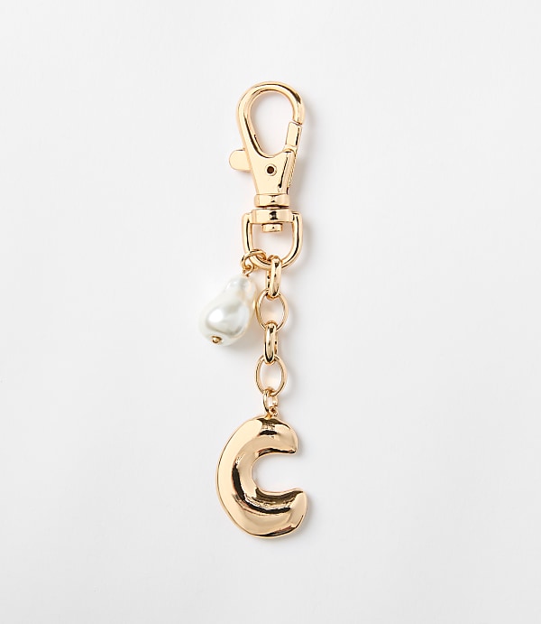 Pearlized Bubble Letter Initial Bag Charm
