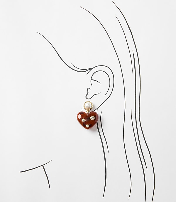 Pearlized Sparkle Heart Drop Earrings