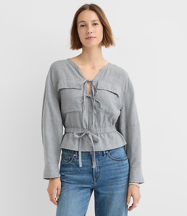 Twill Safari Peplum Top